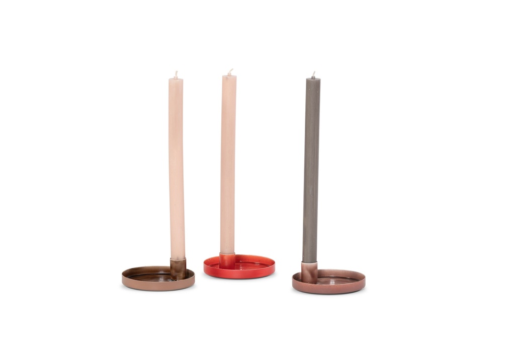 Taperholder - round enamel brown - Ø10,5 x 3cm - p 3/108