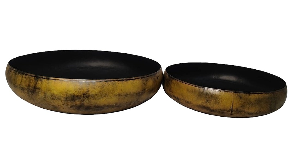 Bowl - brown yellow patina - set of 2 - Ø52x10cm / Ø43,5x10cm- p1/4