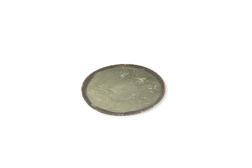Candleplate metal green patina - large - Ø18x1cm- p6/72
