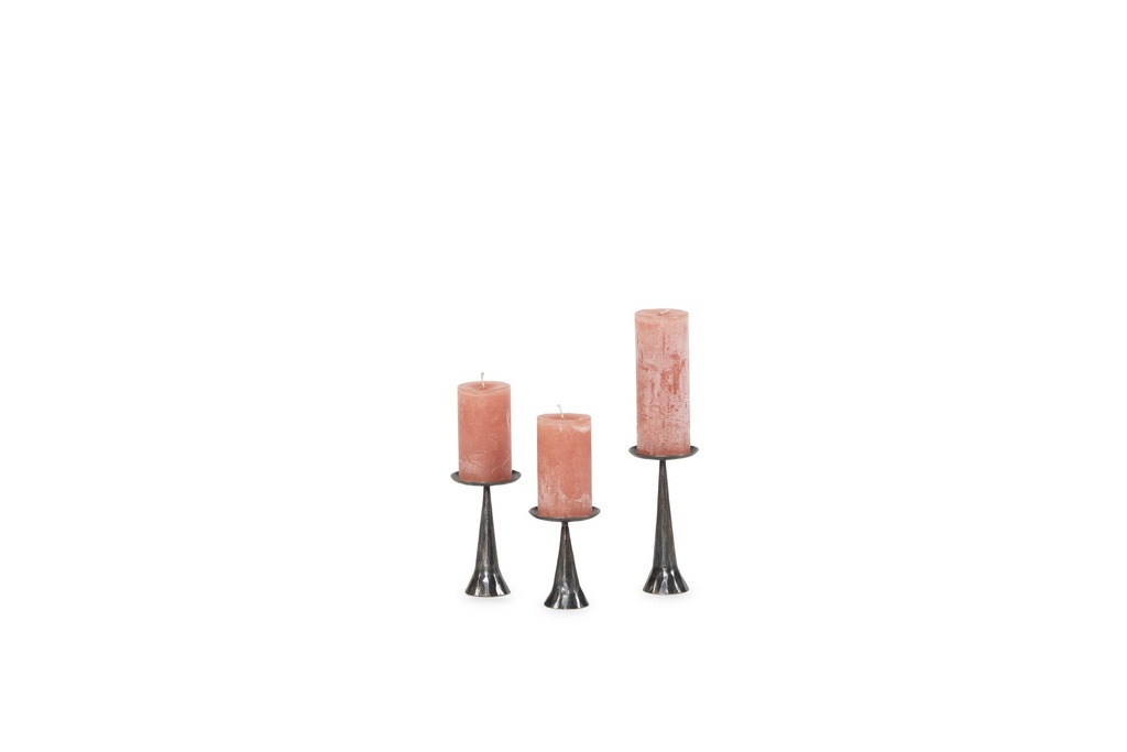 Handforged candleholder for Ø5,7 - bronze antique - set of 3 - H10cm/H12,5cm/H15cm - p/2 sets