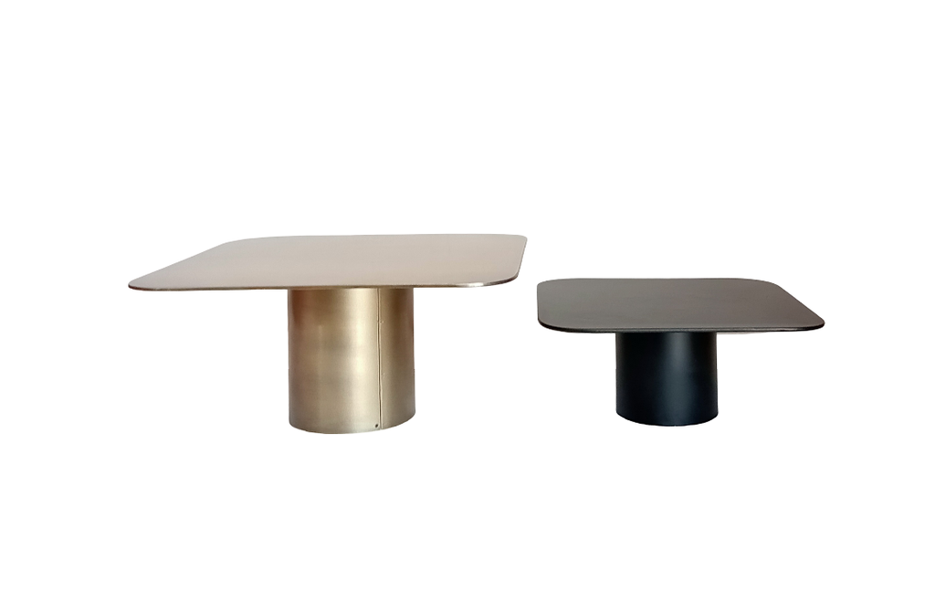 Square table top decorative black/brass antique - set of 2 - 17x17x7,5cm / 22x22x10cm - p 2/8