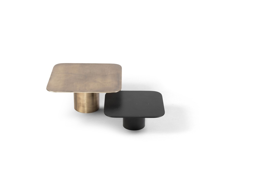 Square table top decorative black/brass antique - set of 2 - 17x17x7,5cm / 22x22x10cm - p 2/8