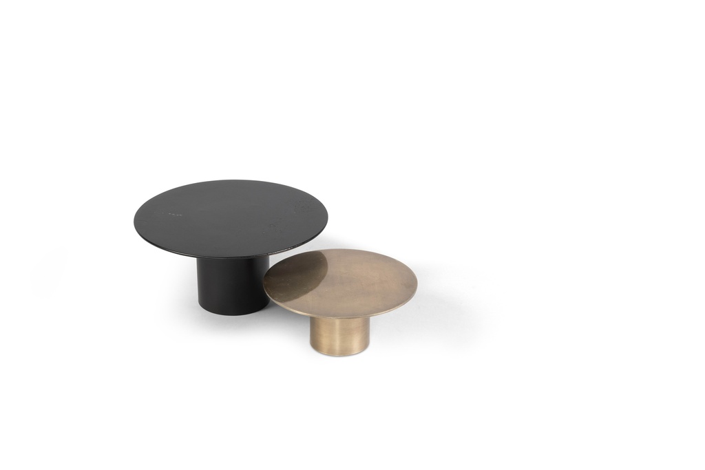 Round table top decorative black/brass antique - set of 2 - Ø16,5x7,5cm / Ø21,5x10cm - p 2/8