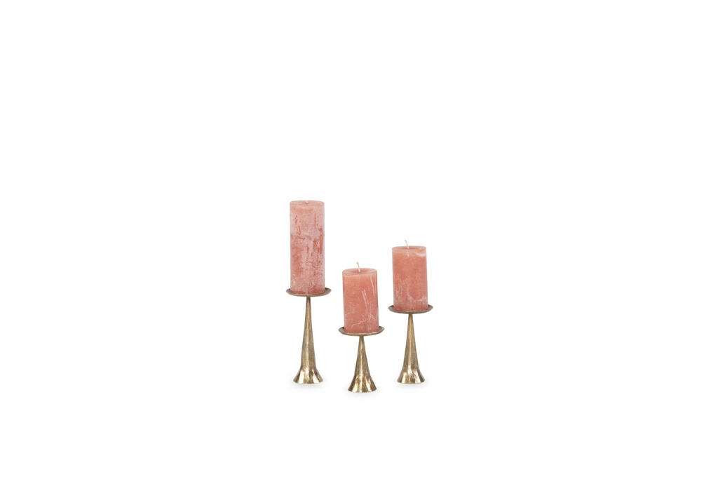 Handforged candleholder for Ø5,7 - brass antique - set of 3 - H10cm/H12,5cm/H15cm - p/2 sets