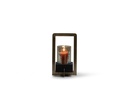 Lantern brass antique with black brushed base & smoke luster glass - small - 18x18x30cm - 1/4