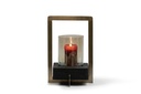 Lantern brass antique with black brushed base & smoke luster glass - large - 30x30x45cm - 1/1