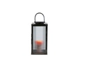 Lantern black nickel with vertical ribbed glass & leather handle - medium - 24x24x51cm - 1/1