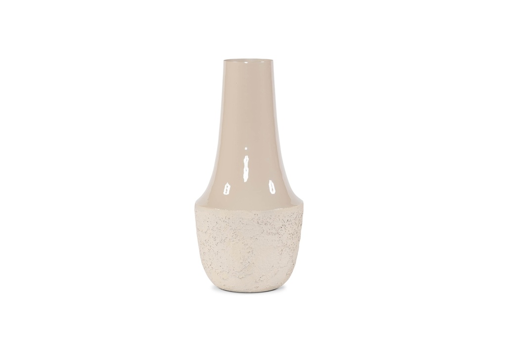 Vase lower texture upper enamel beige large - Ø28x62cm - p 1/4