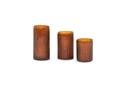 Votive ribbed sprayed - amber - small - Ø8x10cm - p/6/36