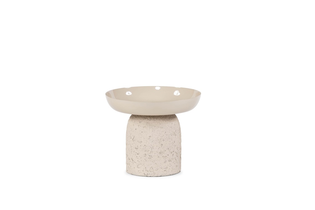 Bowl enamel on stand - texture beige large - Ø30x25cm - p1/4