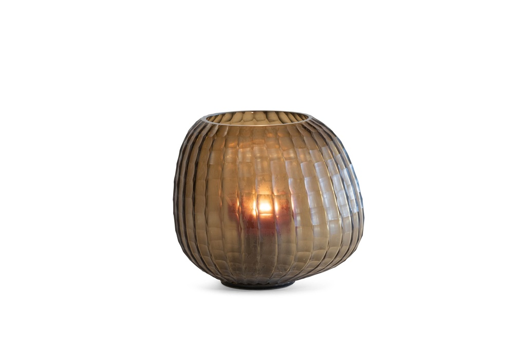 Mouthblown vase organic cutting copper - small - Ø30x27cm - p/1/1