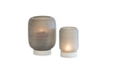 Hurricane cocoon horizontal cutted light smoke with stone base - large - Ø 20x29cm - 1/1