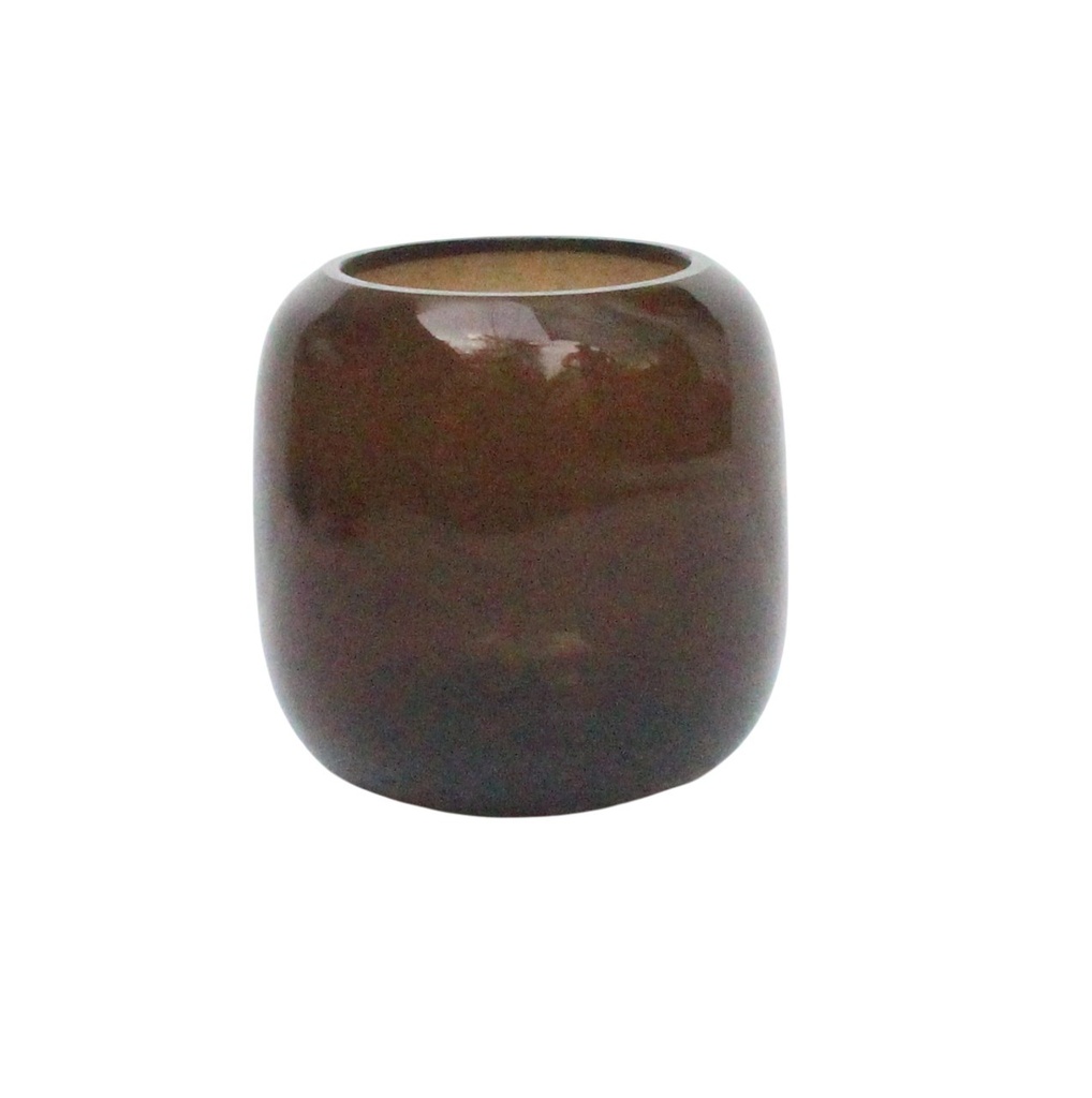 Mouthblown T-light round smoke shiny - Ø9x9cm - p/1/24