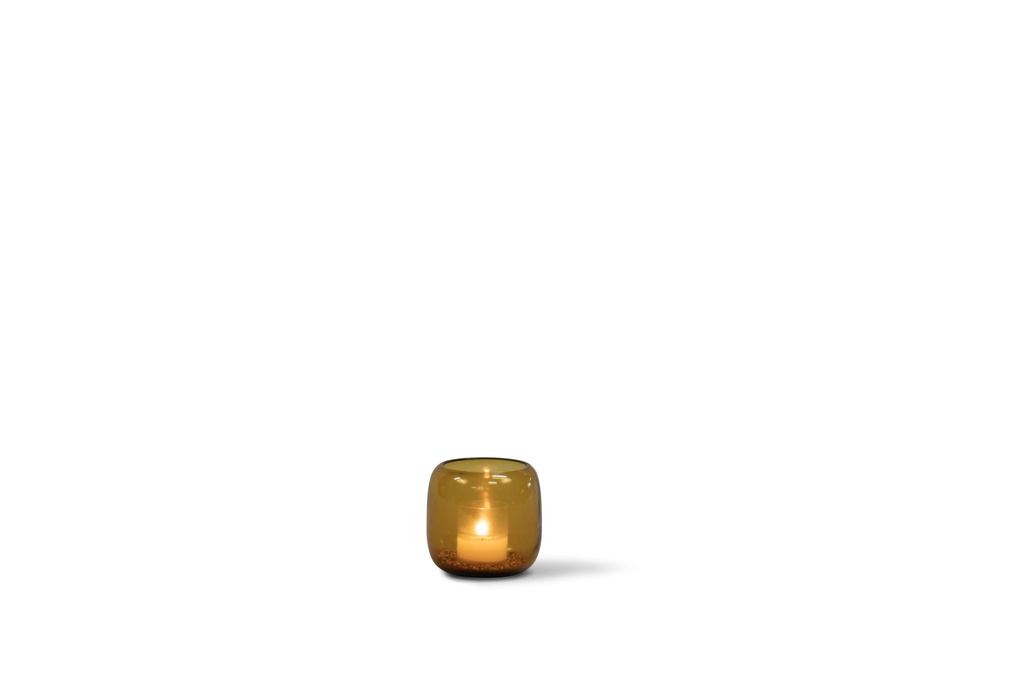  Mouthblown T-light round smoke matt - Ø9x9cm - p/1/24