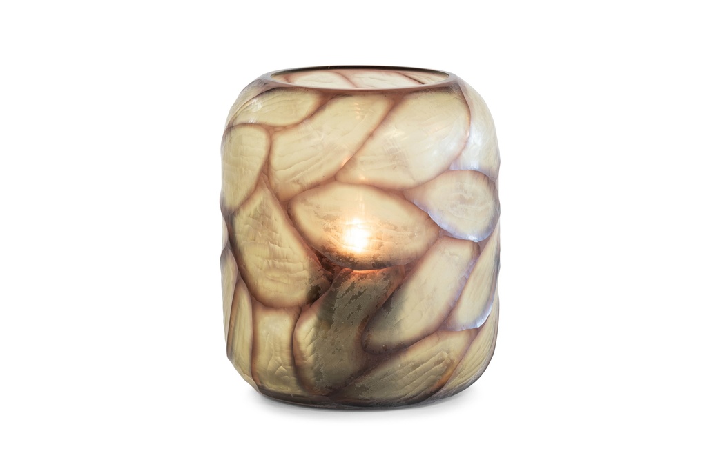 Vase bulb faceted cutting - smoke/move - large - Ø31,5x36cm - p/1