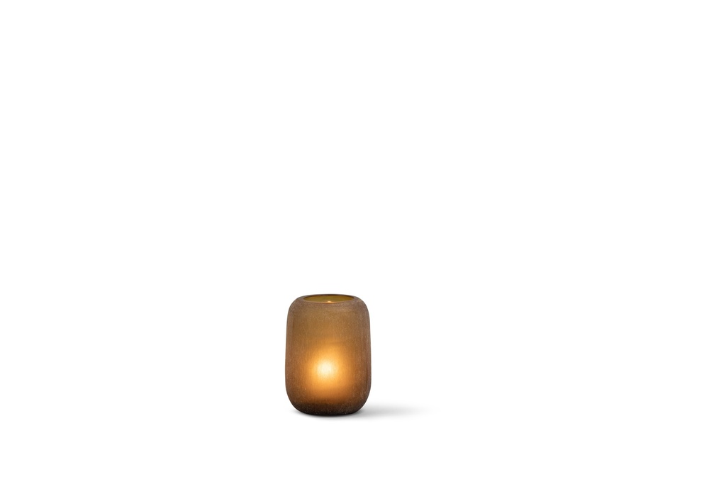 Mouthblown T-light round amber matt - Ø10x13cm - p/4/12