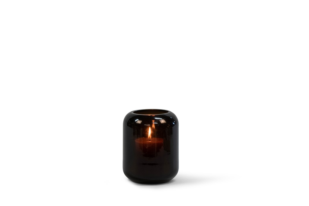 Mouthblown vase smoke shiny - small - Ø14x17cm - p/2/8