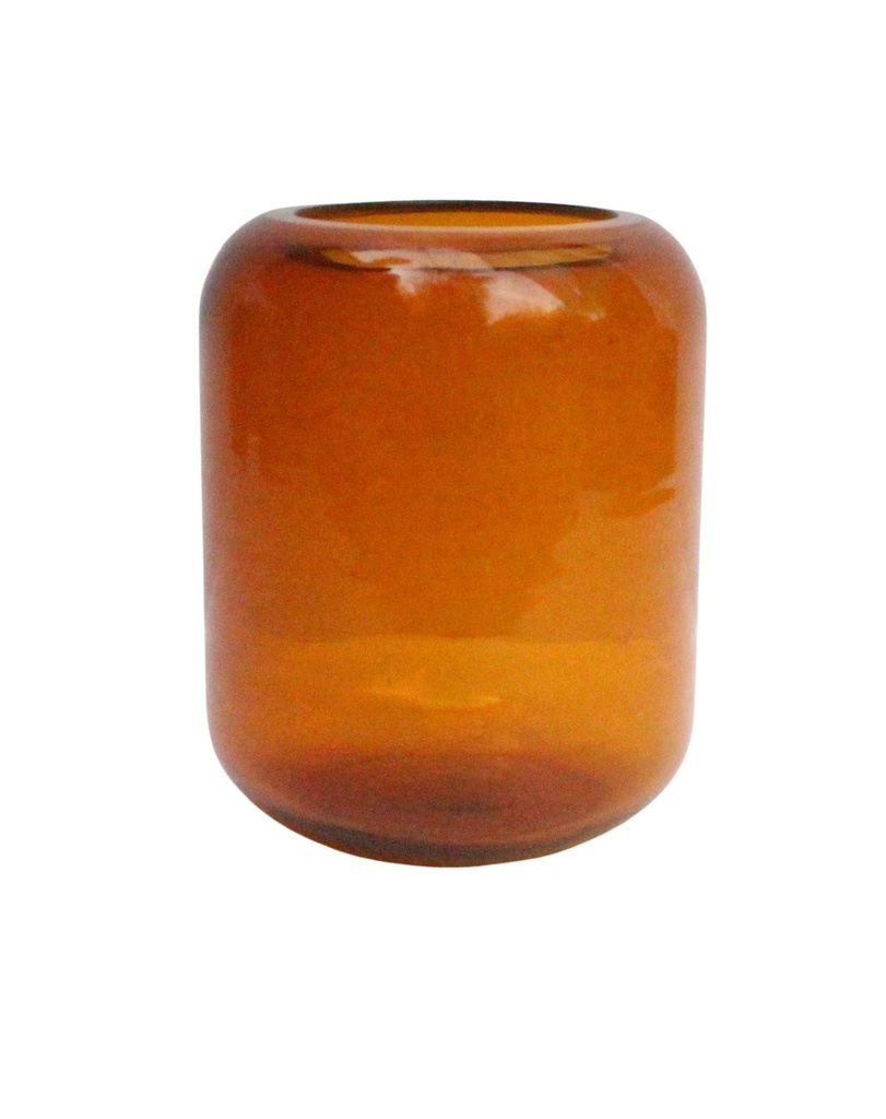 Mouthblown vase amber shiny - small - Ø14x17cm - p/1/8