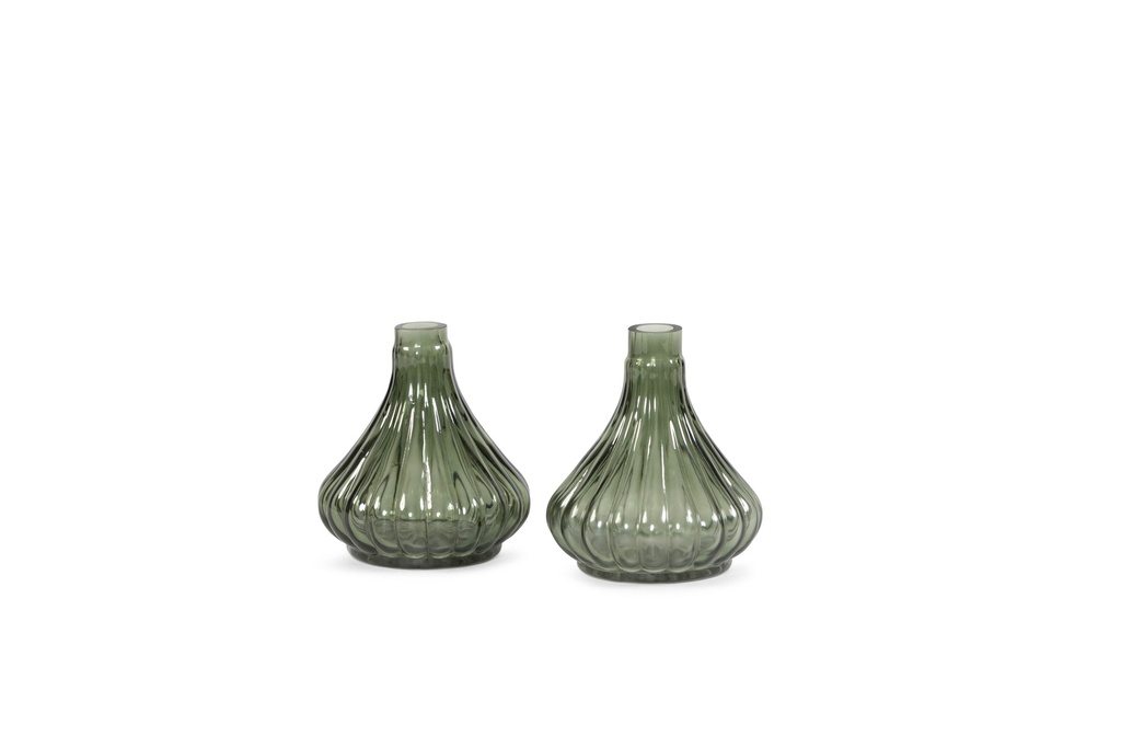 Soliflower ribbed sprayed - green - Ø12,5x12,5cm - p/4/16