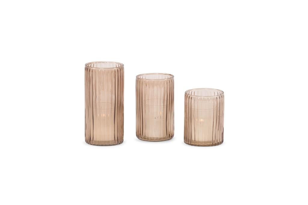 Votive ribbed sprayed - bronze - large - Ø7,5x14,5cm - p/6/24
