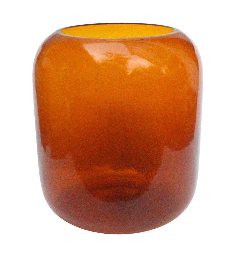 Mouthblown vase amber shiny - large - Ø31,5x36cm - p/1/1