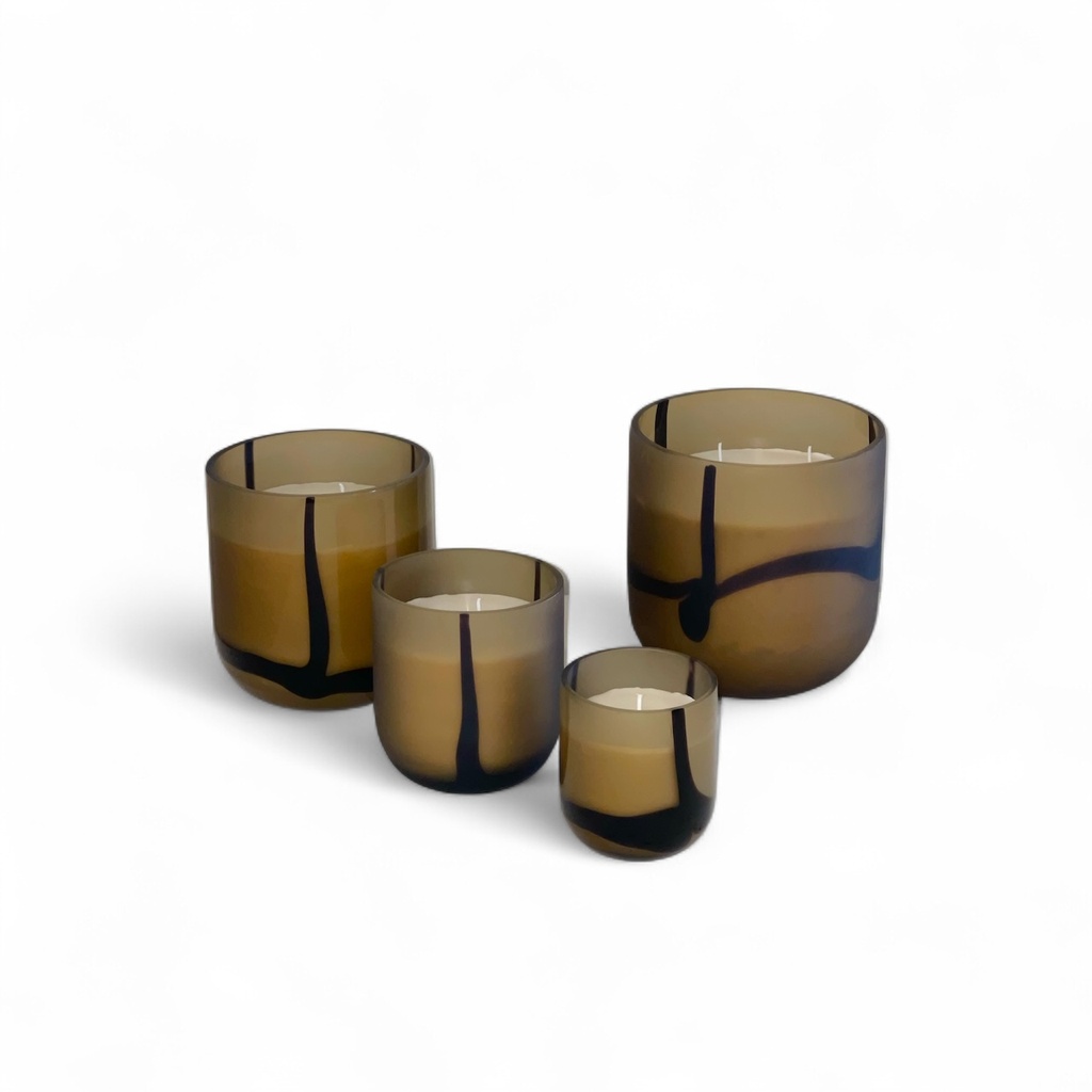 T-light holder multi lines purple matt - small - Ø 9x10cm - 1 int. cot. - p/6