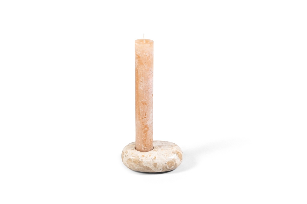 Candle holder organic oval marble - for candles Ø4,4cm - 15x10x4,5cm - p/1/8