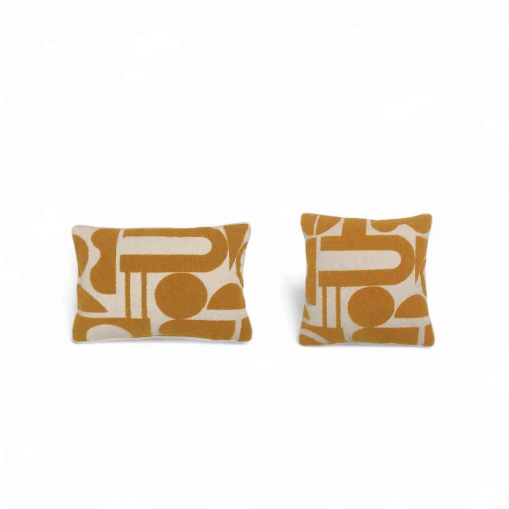 Cushion embroidery ochre/beige with filler - 50x50cm - p/1/10