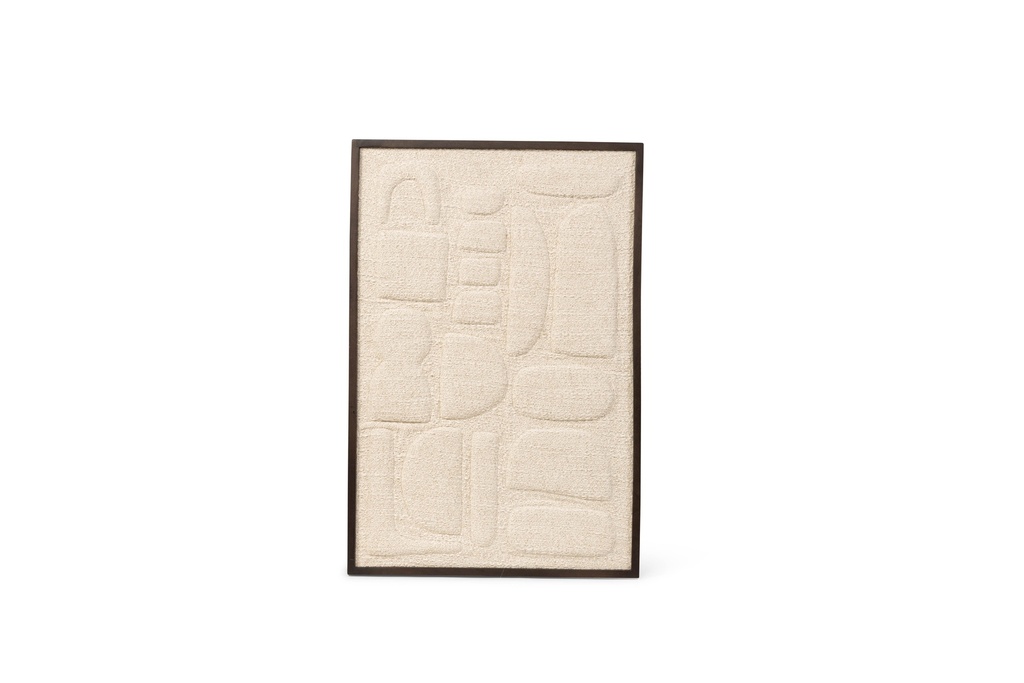 Wooden wall art with monochrome sculptural relief - cotton - beige - 60x90cm - p/1/1