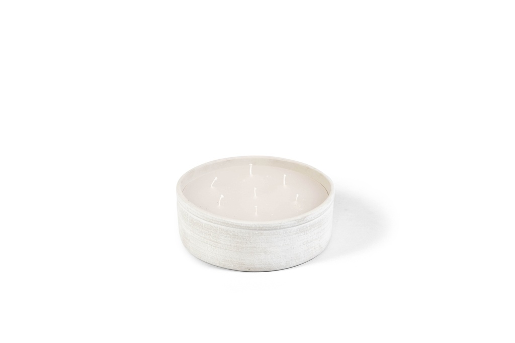 Terracotta indoor candle - round - grey aged - Ø 23 x 8cm - 7 int. coton wick - p/2