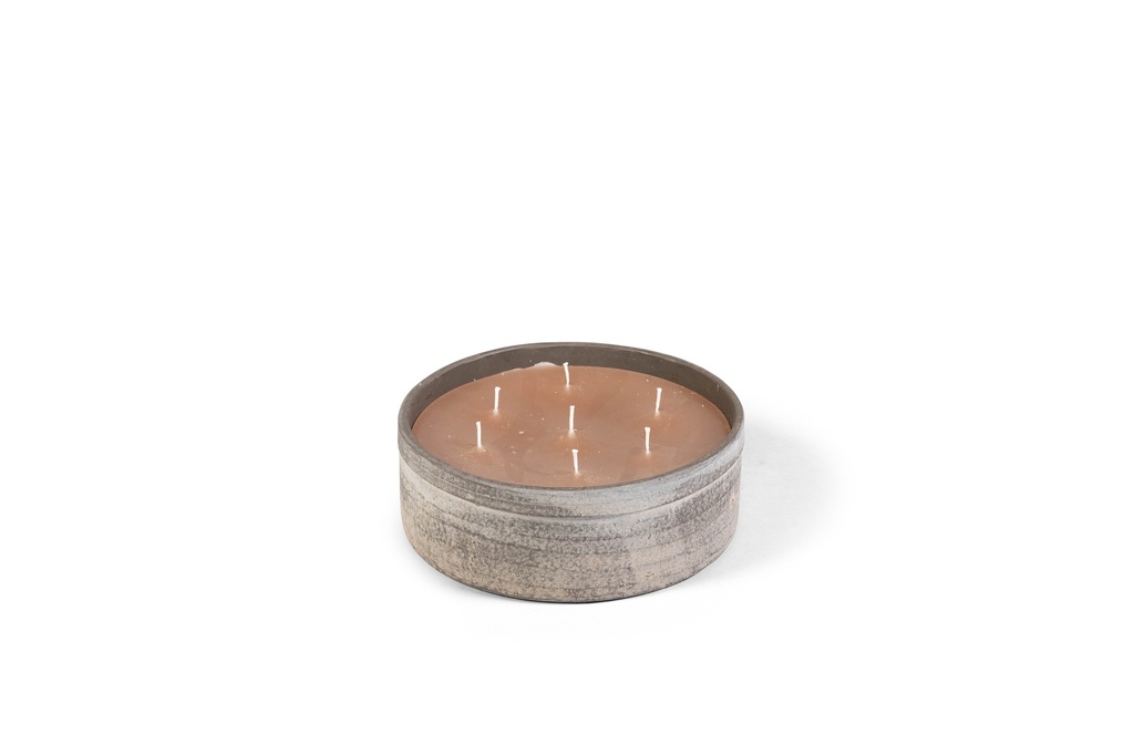 Terracotta indoor candle - round - choco aged - Ø 23 x 8cm - 7 int. coton wick - p/2