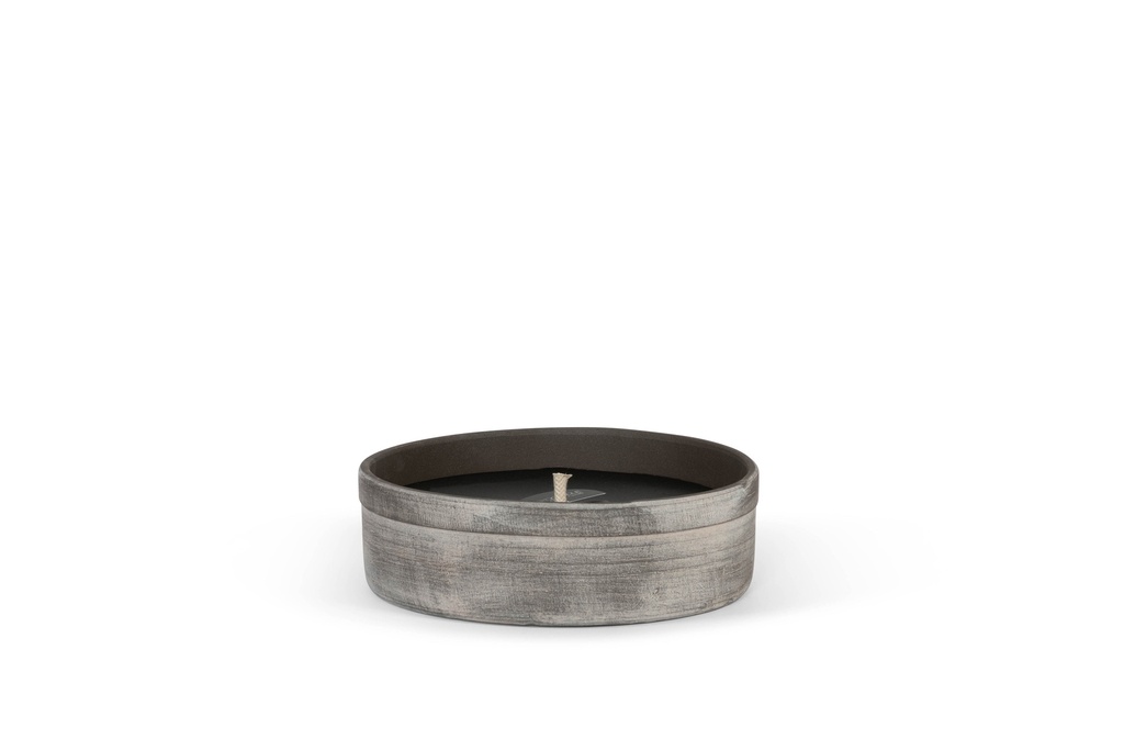 Terracotta indoor candle - round - choco aged - Ø 27 x 8cm - 9 int. coton wick - p/2