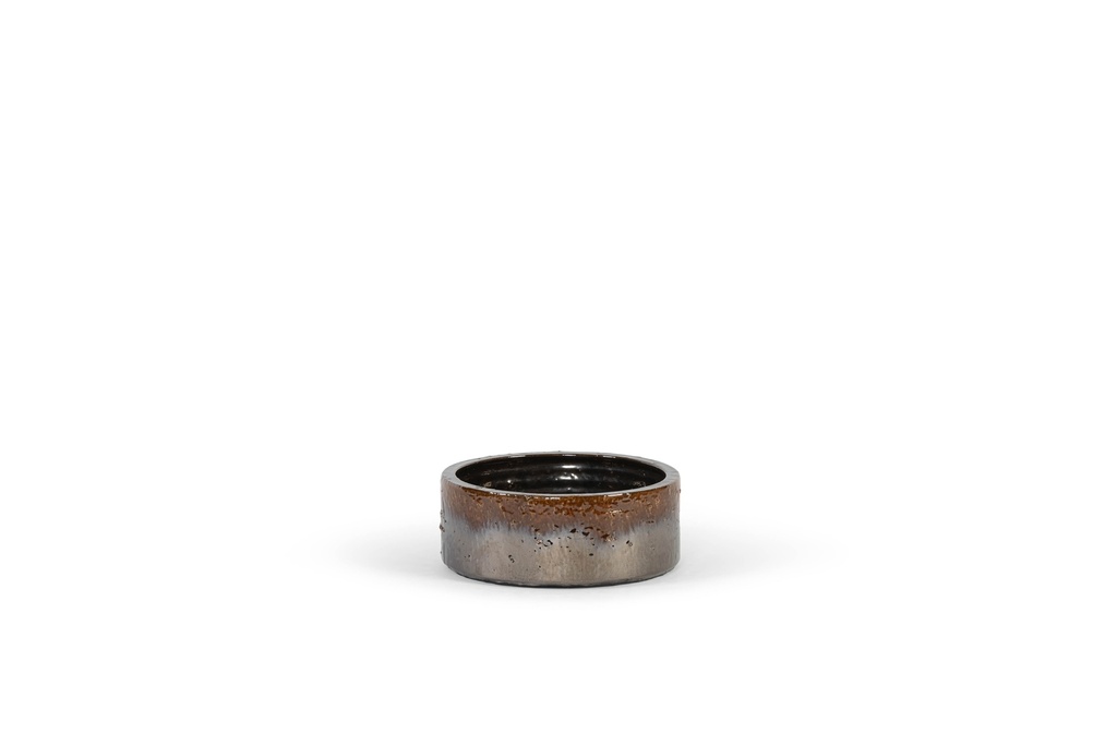 Bowl indoor candle - gold - reactif glazed - Ø 28 x 10cm - 9 int. coton wick - p/1