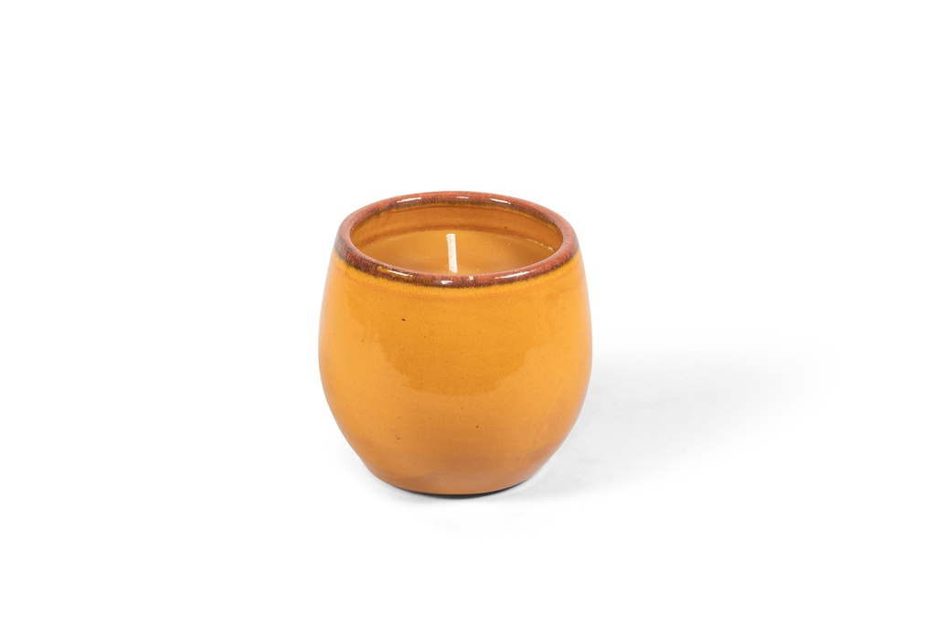 Outdoor candle in rounded planter ochre - Ø 23 x 20cm - 1 ext. cot. - p/1