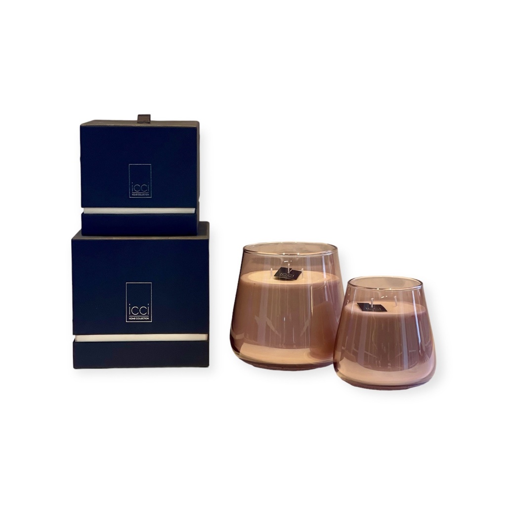 Scented candle bowl brown lila luster - Ø 15x15cm - 3 - int. cot. - p/2