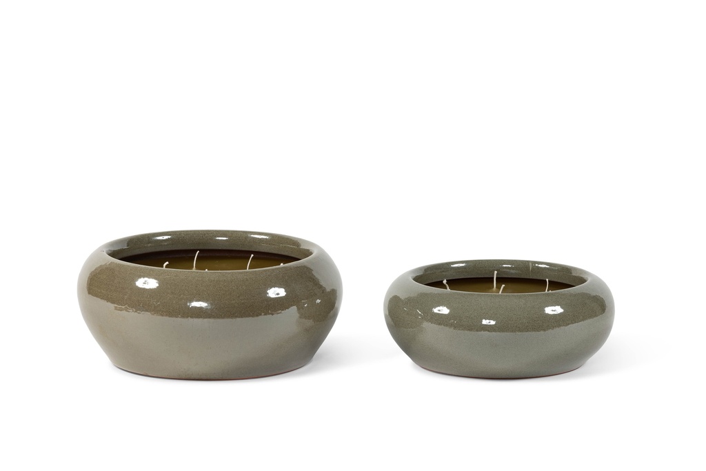 Bowl glazed green large indoor - Ø35 x 13cm - 9 int. cot. wicks - p 2