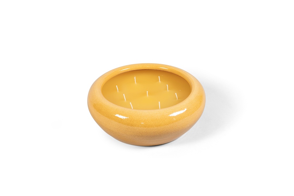 Bowl glazed ochre large indoor - Ø35x 13cm - 9 int.cot.wicks - p 2