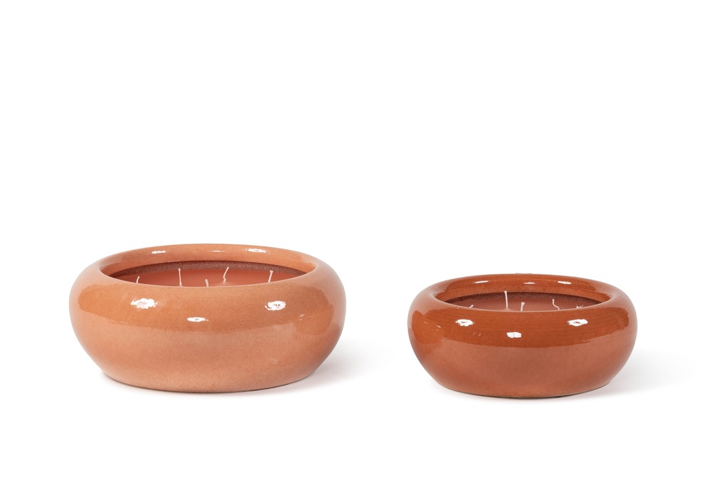 Bowl glazed orange large indoor - Ø35 x 13cm - 9 int.cot. wicks - p 2