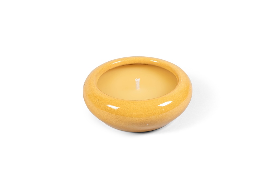 Bowl glazed ochre small outdoor - Ø28 x 10cm - 1 ext. cot wick - p 2 
