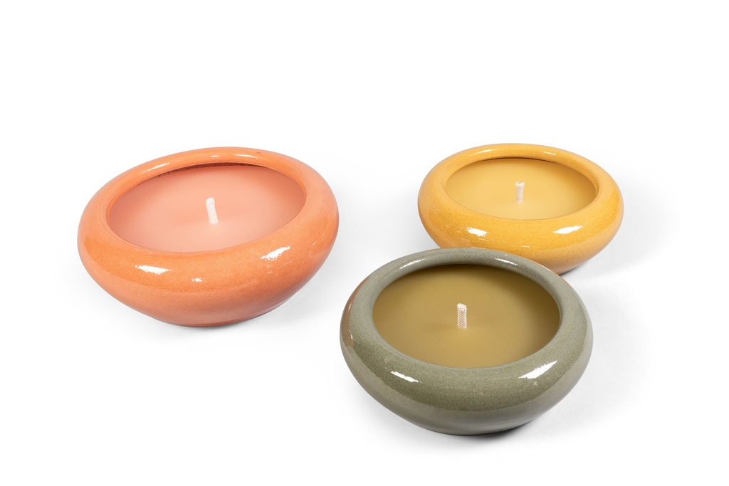 Bowl glazed green large outdoor - Ø35 x 13cm - 1 ext. cot. wick - p 2