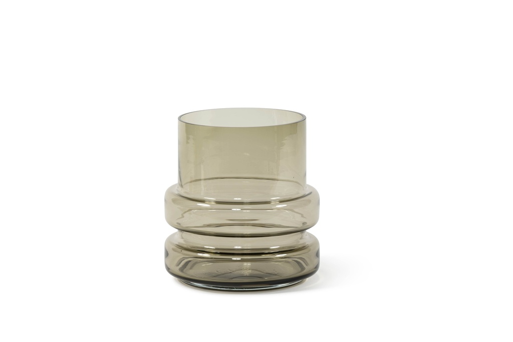 Mouthblown vase striped smoke large - Ø22x23cm - p 1