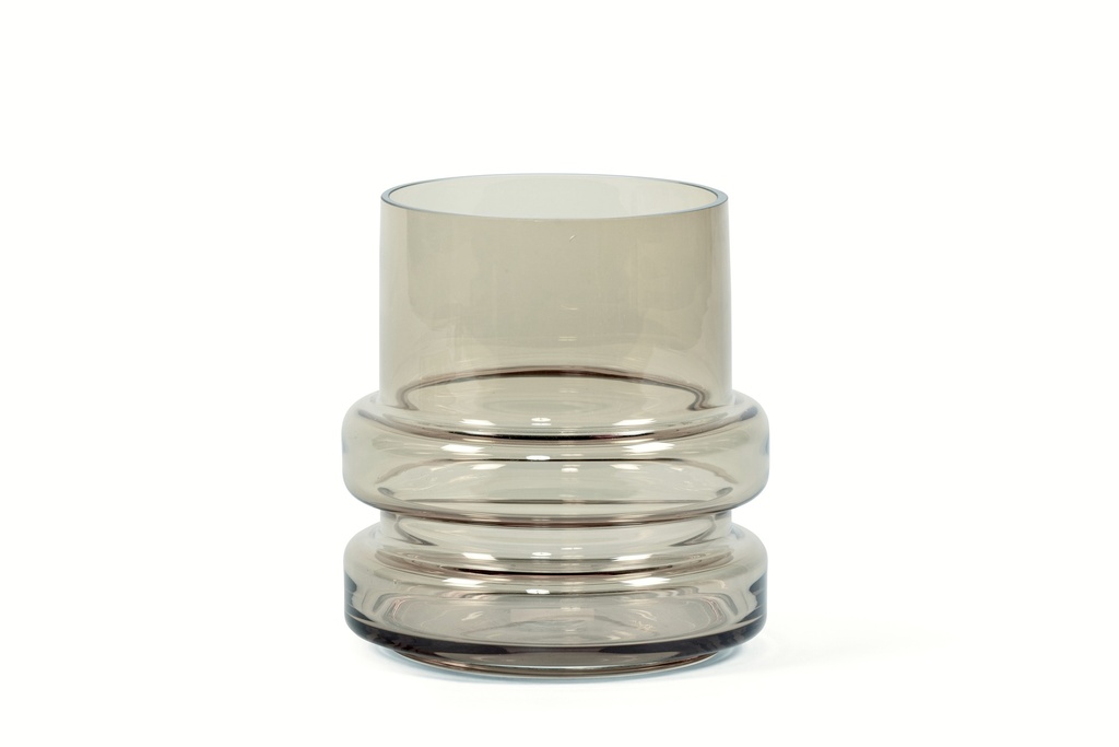 Mouthblown vase striped smoke large - Ø22x23cm - p 1