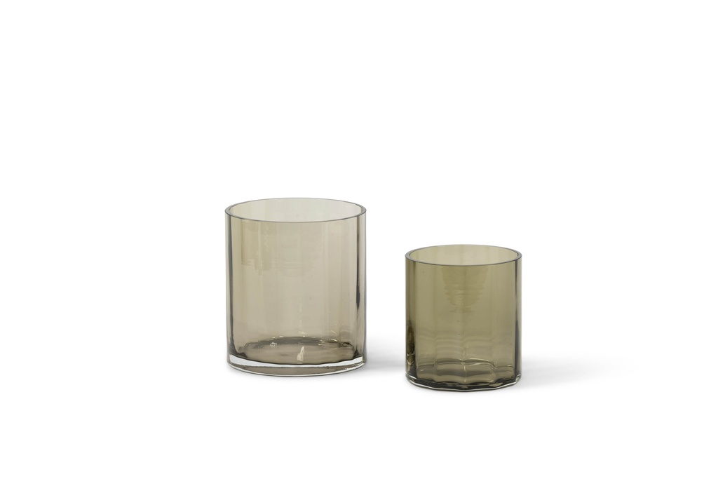 Mouthblown vase strait optic smoke medium - Ø12 x 13cm -p 1