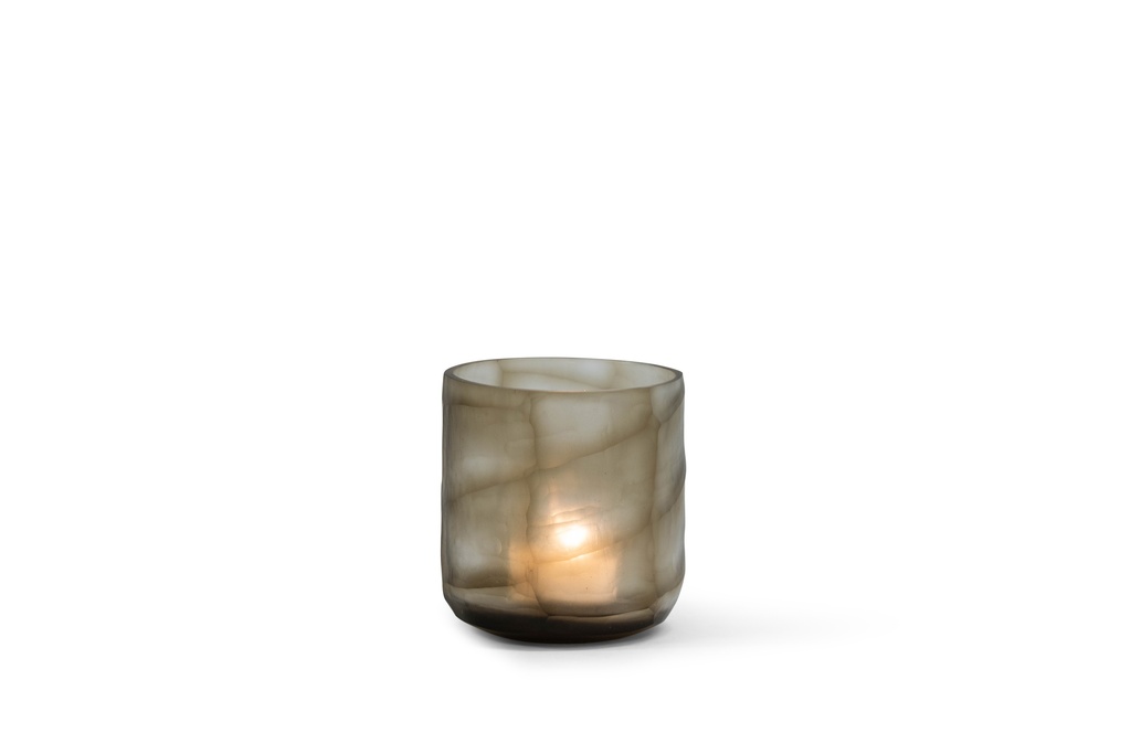 T-light holder handcutted smoke/clear medium - Ø12x13cm -p 1