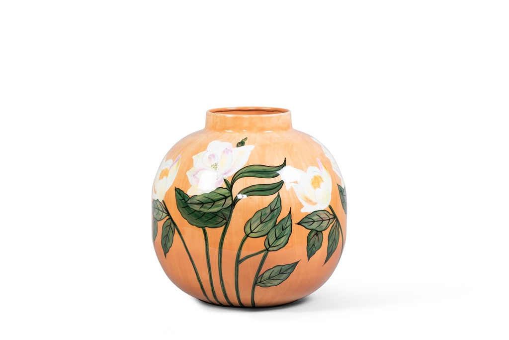 Vase enamel handpainted flowers large - multicolor - Ø38 - p 1