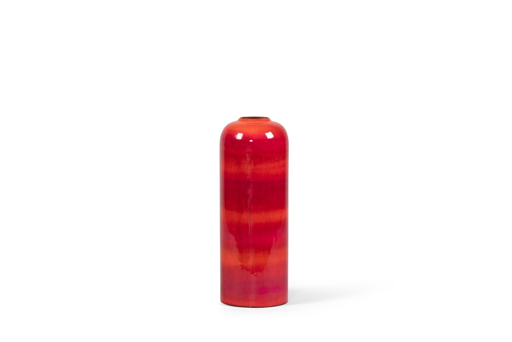 Vase enamel handpainted large - red with fuchsia - Ø15x41cm - p 1
