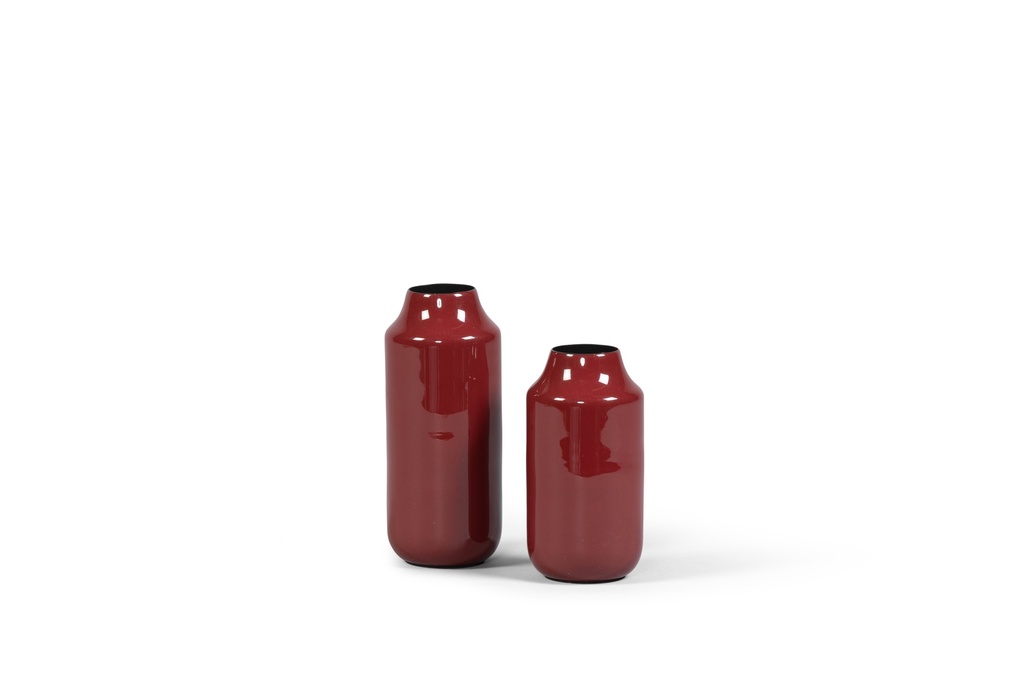 Soliflower iron enamel burgundy - set of 2- Ø6.5 x 13cm - Ø6.5x15cm -p 2