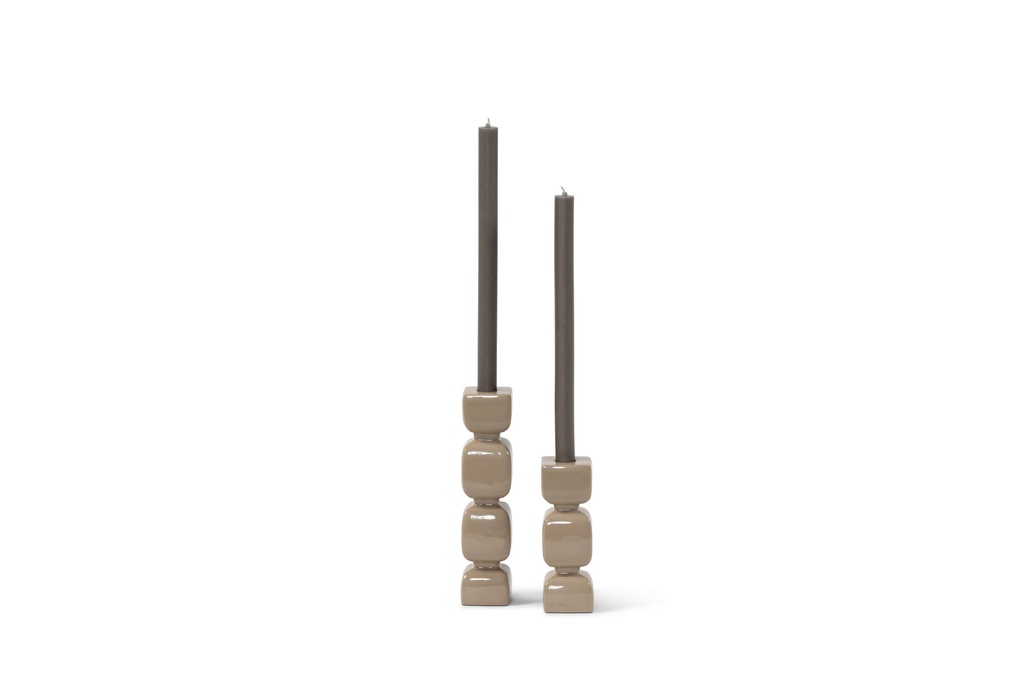 Taperholder aluminium enamel sand set of 2 - 5x5x16 cm - 5x5x23 cm - p 2 