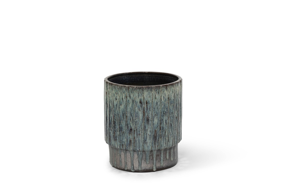 Planter striped glazed green medium - Ø45 x 50cm - p 1
