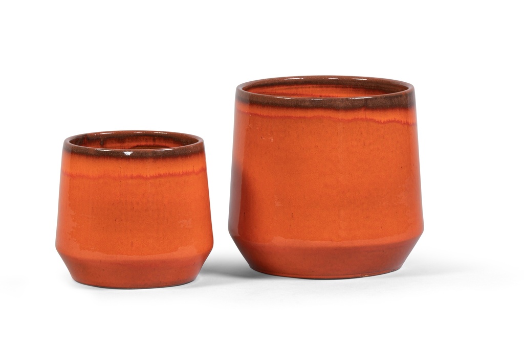Flowerpot reactive glazed orange small & large - Ø22x 20cm - Ø28 x 26cm - p 1